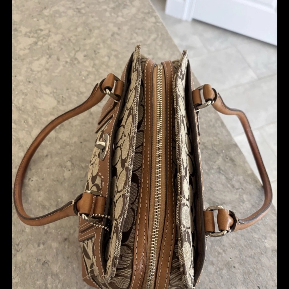Coach Tan and Brown Signature Satchel - Picture 3 of 12
